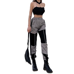 Pantalon de survêtement réfléchissant respirant pour femme Style Hip Hop Streetwear Cargo pantalon pour l'hiver plat avant multi-poches - Product Image 2