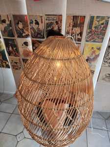 Lampe suspendue en rotin tressé à la main, abat-jour de style farmhouse, lampe suspendue naturelle, luminaire de plafond bohème, fournisseur - Product Image 6