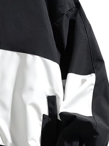 Men's <b>White</b> Navy Color Blocking Racer <b>Jacket</b> Windproof Zipper Closure Sporty Hooded Collar Canvas Front Polyester Autumn Wear - Product Image 5