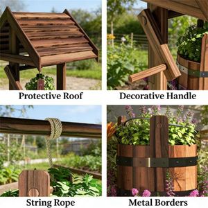 Vaso per Fiori in Legno Carbonizzato, Eleganti Fioriere e Vasi Decorativi - Product Image 3