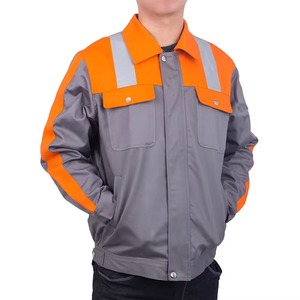 Unisex High Visibility <b>Work</b> Jacket Orange Gray Reflective Safety Uniform Long Sleeve Cotton Breathable <b>Waterproof</b> Windproof Hi - Product Image 1