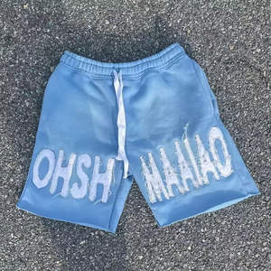 Pantalones Cortos Casuales de Verano para Hombre, 100% Algodón, de Alta Calidad, con Cordones Bordados Vintage, Cintura Elástica, Logotipo Sólido, Pantalones Cortos de Moda - Product Image 3