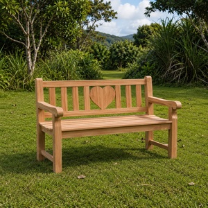 Solid Teak Wood 3 Seater Garden <b>Bench</b> Heart-Shaped Design Durable Outdoor Patio Furniture Slatted Back Seat for Hotel Use Model - Product Image 1