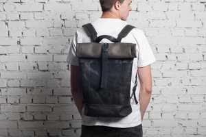 Heavy Duty Genuine Leather <b>Roll</b> <b>Top</b> <b>Backpack</b> Reinforced Stitching Travel Bag Cowhide Leather Laptop Pack LRTB-0120 - Product Image 6