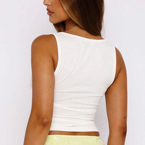 Top Corto Acanalado de Lujo con Pedrería, Ajustado, Sin Mangas, de Moda, para Mujer, Ropa de Boutique de Marca Privada, Camisa Femenina, EE. UU. - Product Image 4