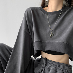 Nouveaux pulls en coton personnalisés avec logo en gros, pulls d'hiver pour femmes, col rond ample et manches longues, couleur unie - Product Image 5