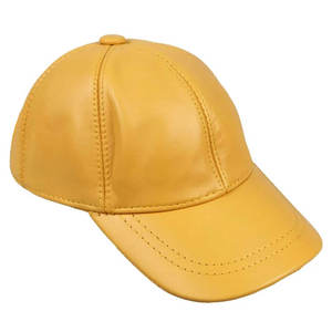Gorra de Béisbol Casual Unisex de 6 Paneles de Cuero PU Amarillo Winton Impex con Cierre de Hebilla Plateada y Diseño de Letras para Uso en Exteriores - Product Image 1