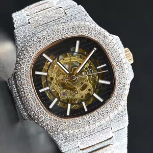 Montre à quartz élégante pour homme, sertie de diamants Moissanite, montre-bracelet haut de gamme pour homme, élégante avec diamants Moissanite - Product Image 3