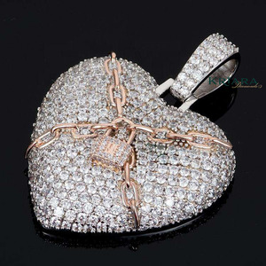 Colgante de Moissanita en Forma de Corazón, Plata 925, Chapado en Oro Rosa, Amuleto de Lujo, Joyería Unisex para Uso Diario - Product Image 3