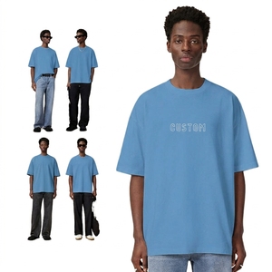 T-shirt pour hommes grande taille |   T-shirt surdimensionné imprimé en coton lourd 280g, streetwear, hauts décontractés - Product Image 3