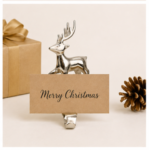 Wholesale Silver Metal Reindeer <b>Stocking</b> <b>Holder</b> For Fireplace Mantel Heavy Duty Christmas <b>Stocking</b> Hanger With Non-Slip Base - Product Image 2