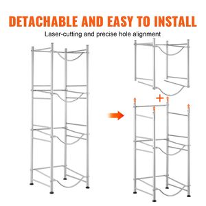 Portabottiglie d'acqua a 4 livelli per carichi pesanti, porta borracce da 5 galloni con design a fila singola, capacità 4 bottiglie, scaffali utilitari resistenti - Product Image 4