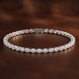 Beautiful 14kt <b>SOLID</b> <b>Gold</b> Rose <b>Gold</b> Aldea Oval Lab Diamond Tennis Bracelet Luxury Fine Jewelry For Women And Girls Wear - Product Image 1