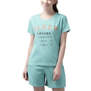 Conjunto de Shorts de Verano para Mujer, Material de Algodón de Alta Calidad Resistente al Sudor, Diseño de Moda en Color Sólido, Manga Corta - Product Image 1