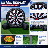Jeu de fléchettes géant gonflable de football en tissu Oxford avec balles collantes pour fêtes de jardin, carnavals et divertissements en plein air