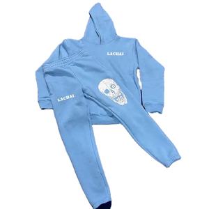 Conjunto de Sudadera con capucha y logotipo de impresión de soplo personalizado unisex, chándales de peso pesado para hombre, pantalones de chándal de fabricante de ropa para invierno - Product Image 1