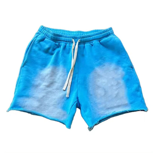 Shorts de jogging pour hommes effet délavé, en coton French Terry, ourlet brut, style streetwear vintage, vente chaude, approvisionnement en gros OEM, 100% coton - Product Image 1