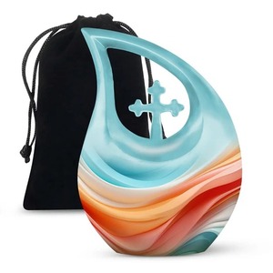 Top Mejor Venta Mammoth Tear Drop Hermosa Cruz Cremación Urna para adultos para cenizas humanas con bolsa de terciopelo gratis - Product Image 3