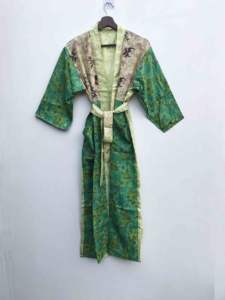 Kimono largo de patchwork, ropa de dormir, bata de noche, hecho a mano, estilo indio vintage, de seda sari reciclada. - Product Image 2