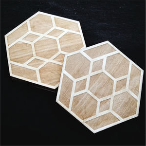 Posavasos Hexagonales de Madera y Resina con Incrustaciones Geométricas de Primera Calidad, Hechos a Mano, Resistentes al Calor, Antideslizantes, para Decoración de Mesa Moderna - Product Image 1
