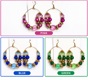 Pendientes de Aro Boho con Cuentas de Cristal Rosa, Chapados en Oro, Pendientes Grandes de Aro Colgantes, Joyería Tribal para Fiesta, Regalo para Mujer - Product Image 3