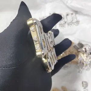 Collier personnalisé avec pendentif cœur et grosse lettre, bijoux hip-hop, chaîne en argent, zircon incrusté, pour cadeau de fiançailles, vente en gros - Product Image 3