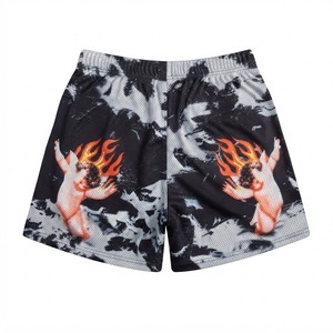 Shorts en maille pour homme 100% polyester, imprimé ange flamboyant, cordon de serrage, style décontracté, design par sublimation, respirant, séchage rapide - Product Image 2