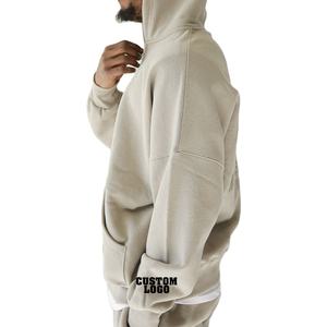 Veste de course et de fitness décontractée pour hommes sweats à capuche thermiques en coton coupe ample laine fermeture éclair à capuche polaire survêtements lavés - Product Image 2