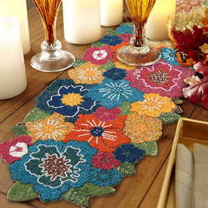 Royal Look Handmade Red Beaded <b>Table</b> <b>Runner</b> Christmas Decorative Hotel & Restaurant Use for Home & Gifted Item - Product Image 3