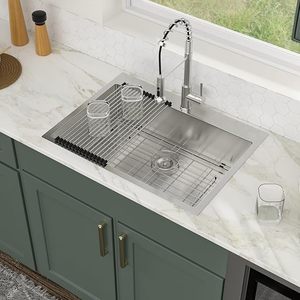 Évier en acier inoxydable 304 fait à la main THCSS-0303 bol unique technologie anti-corrosion réduisant le bruit accessoire de cuisine haut de gamme - Product Image 6