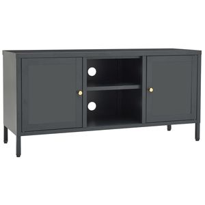 Meuble TV en acier thermolaqué anthracite avec verre trempé pour salon - Product Image 2