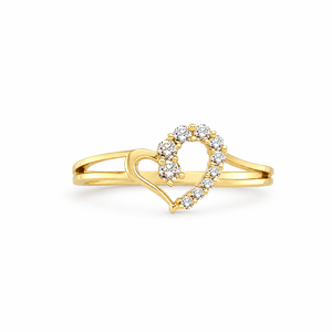 Bague de promesse de mariage plaquée or jaune 18 carats, diamant rond brillant, cadeau romantique pour la Saint-Valentin, bague en moissanite faite à la main - Product Image 1
