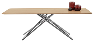 Mesa de comedor nórdica moderna con base de acero inoxidable en zigzag y tablero cuadrado de madera maciza personalizable para el hogar, la cocina o el restaurante. - Product Image 3