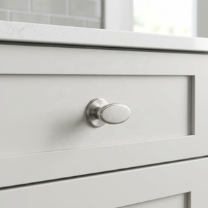 Trending Metal Brass Oval Knob Round Backplate Furniture Hardware Durable Design Satin Nickel Polished Kitchen Dresser Drawer - Product Image 4