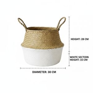 Handwoven Seagrass <b>Foldable</b> Storage <b>Baskets</b> Handles Eco-Friendly Natural Clothing Organizer for Home Decor Laundry Wholesale - Product Image 2