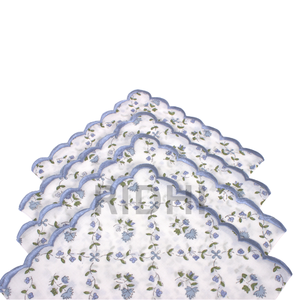 Floral Baby Blue Cotton Embroidery Napkins Hand Block Print Reusable Dinner <b>Table</b> Linen Bulk Wholesale for <b>Kitchen</b> Party Hotel - Product Image 5
