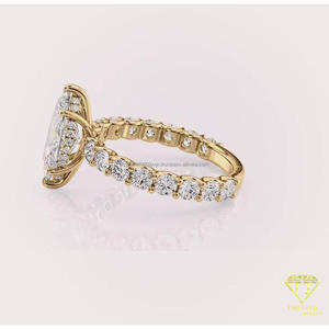Marquise Cut Lab Grown <b>Diamond</b> Engagement <b>Ring</b> in 14K Yellow Gold Pave Wedding <b>Ring</b> Elegant Solitaire Promise <b>Ring</b> for Women - Product Image 2