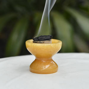 เตาเผาบัคฮูร์หินอ่อนแท้ รูปทรงชามพร้อมฐาน สำหรับบ้านและการทำสมาธิ - Product Image 4