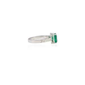 18K Yellow <b>Gold</b> Emerald Diamond Statement <b>Ring</b> for Women Resizable - Product Image 4