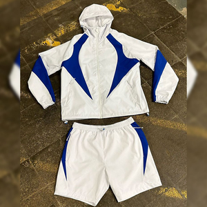 Ensemble de survêtement décontracté imperméable de haute qualité avec logo personnalisé, coupe-vent, short en nylon surdimensionné à cordon de serrage pour hommes - Product Image 1