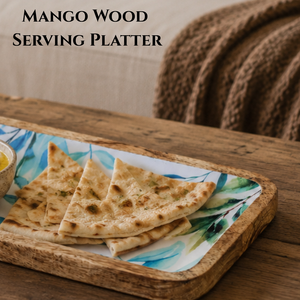 Plateau de service en bois de manguier émaillé de luxe |   Plateau de service rectangulaire décoratif en bois pour table à manger, maison, hôtel - Product Image 2