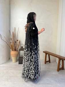 Handmade Hand Embroidered Beaded Vintage Premium Nida Abaya Anti-Pilling Elegant Finish Women Daily Wear Wedding - Product Image 4