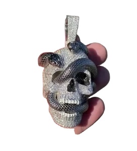 <b>Moissanite</b> Sterling silver Skull Men Pendant Beautiful Customized Pendant hip hop <b>Moissanite</b> Pendant <b>Other</b> Diamond <b>Jewelry</b> - Product Image 1