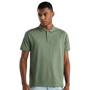 2025 nouveauté hommes pour polos en gros à manches courtes uni décontracté tricoté tissu 4 voies extensible Polyester motif solide - Product Image 1