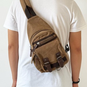 Sac bandoulière unisexe en cuir et toile, style vintage, pour poitrine ou épaule, idéal voyage et extérieur, étanche avec fermeture éclair LCSB-0017 - Product Image 3