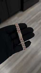 Pulsera de eslabones cubanos de 10 mm de plata de ley 925 con moissanita VVS, chapada en oro rosa, joyería hip hop para hombre - Product Image 2