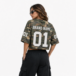 Trendy American Football Jersey Camouflage Mesh <b>Shirt</b> Men Oversized Camo <b>T</b>-<b>Shirt</b> Hip Hop Short Sleeve Streetwear Gym Uniform OEM - Product Image 2
