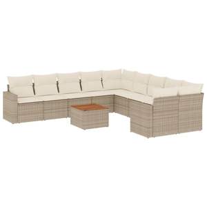 Conjunto de Sofás Modulares Grandes de Ratán Sintético Beige para Jardín, Muebles Modulares Cómodos para Exteriores - Product Image 2