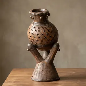 Décoration d'intérieur artisanale en terre cuite naturelle, pièce décorative rustique en céramique pour salon, chambre, cuisine, table - Product Image 3