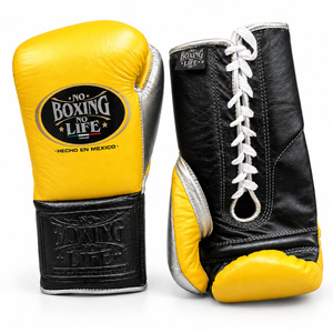 No Boxing No Life Leather Boxing Gloves Yellow <b>Black</b> <b>Lace</b>-Up Training Gloves Hecho En Mexico Adult Full Finger - Product Image 5